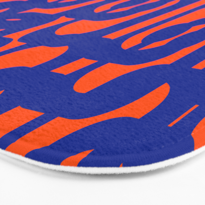 Contemporary Abstract Loop Pattern in Bright Blue and Orange Bath Mat Gallery Image 3