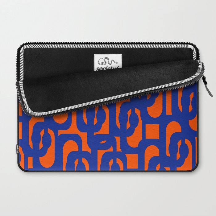 Contemporary Abstract Loop Pattern in Bright Blue and Orange Laptop Sleeve Gallery Image 2