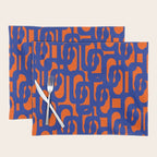 Contemporary Abstract Loop Pattern in Bright Blue and Orange Placemat Gallery Image 1