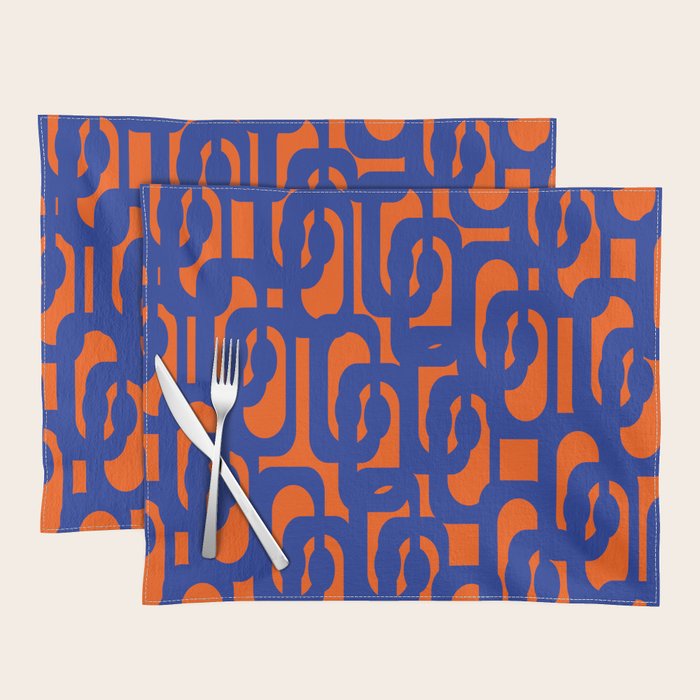 Contemporary Abstract Loop Pattern in Bright Blue and Orange Placemat Gallery Image 1