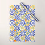 Majolica,summer,lemon,Sicilian style art Wrapping Paper Gallery Image 1