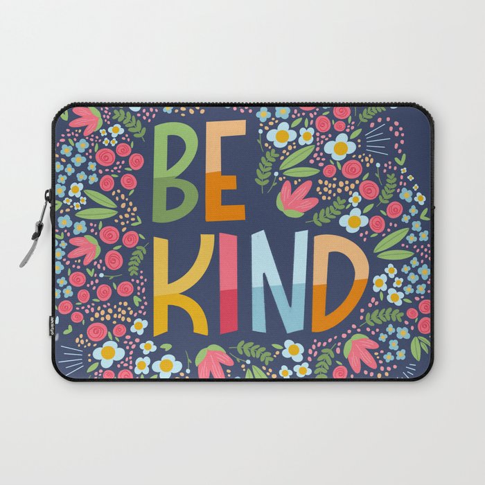 Be kind, floral Laptop Sleeve Gallery Image 1