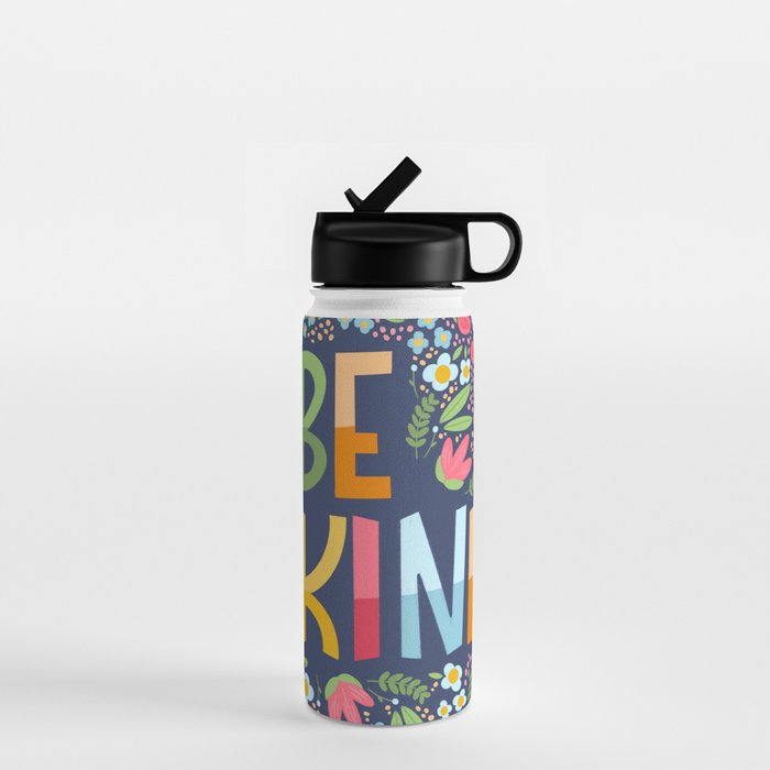 Be kind, floral Water Bottle Gallery Image 1