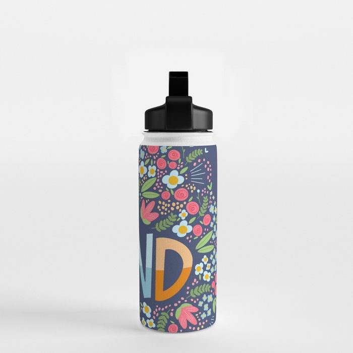 Be kind, floral Water Bottle Gallery Image 2