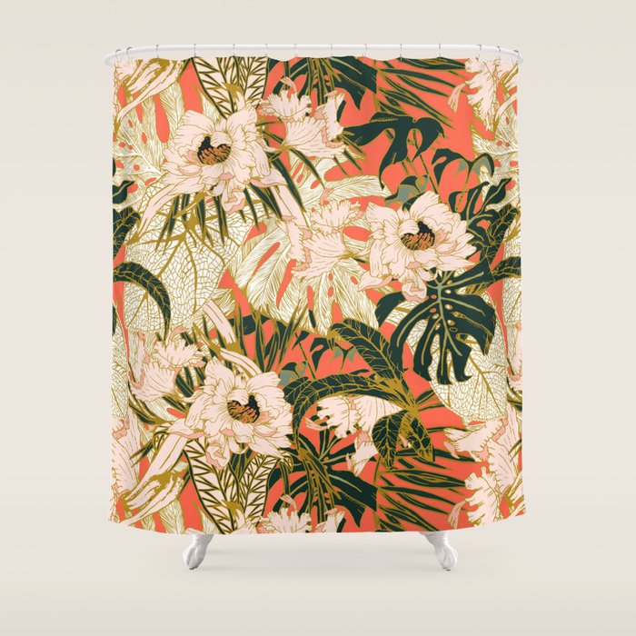 Flowering tropical coral bloom Shower Curtain Gallery Image 1