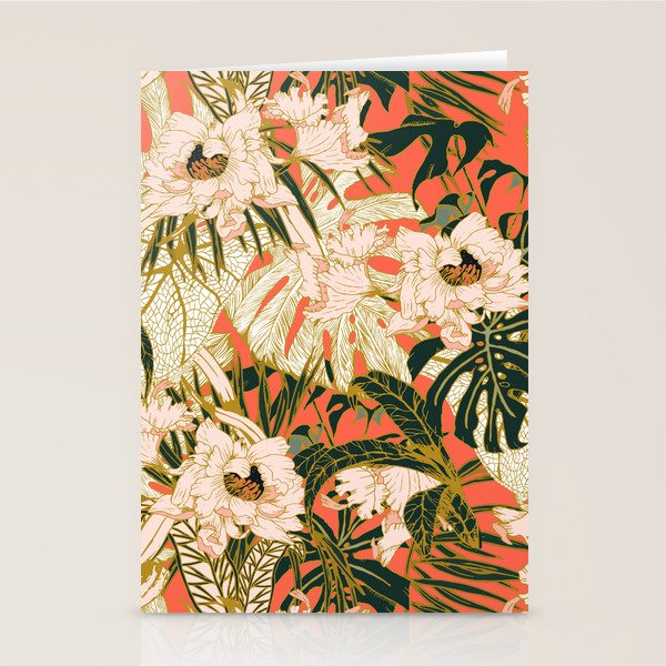 Flowering tropical coral bloom Stationery Card Gallery Image 1