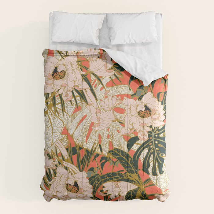 Flowering tropical coral bloom Comforter Gallery Image 6