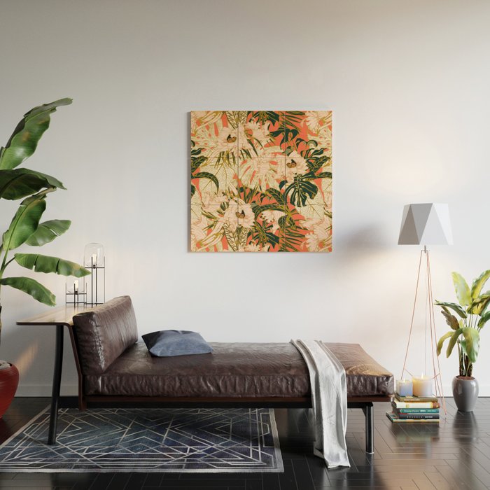 Flowering tropical coral bloom Wood Wall Art Gallery Image 2