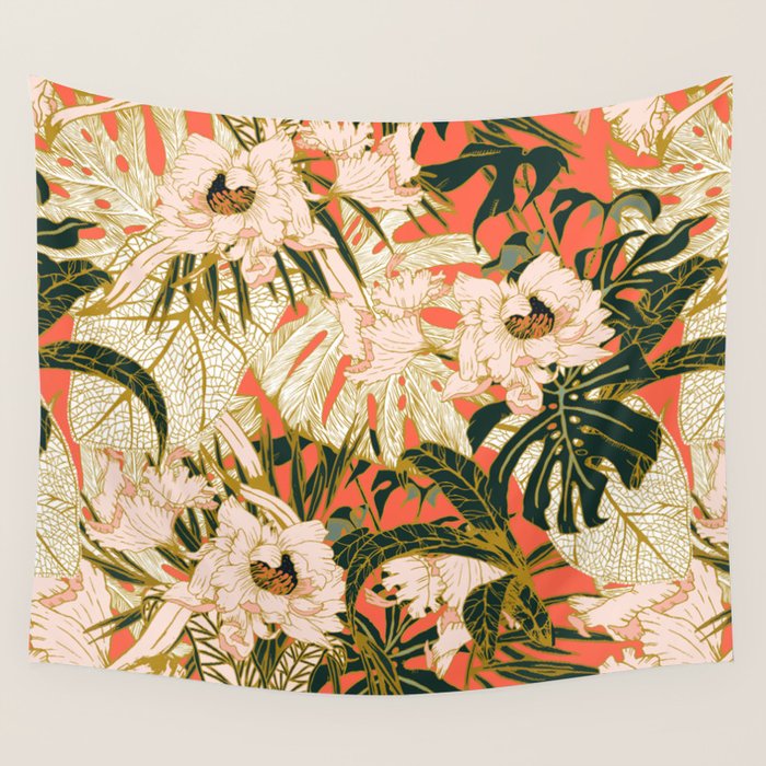 Flowering tropical coral bloom Wall Tapestry Gallery Image 4