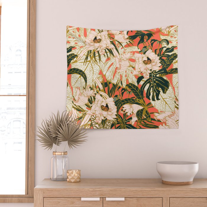 Flowering tropical coral bloom Wall Tapestry Gallery Image 2