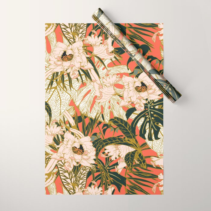 Flowering tropical coral bloom Wrapping Paper Gallery Image 1