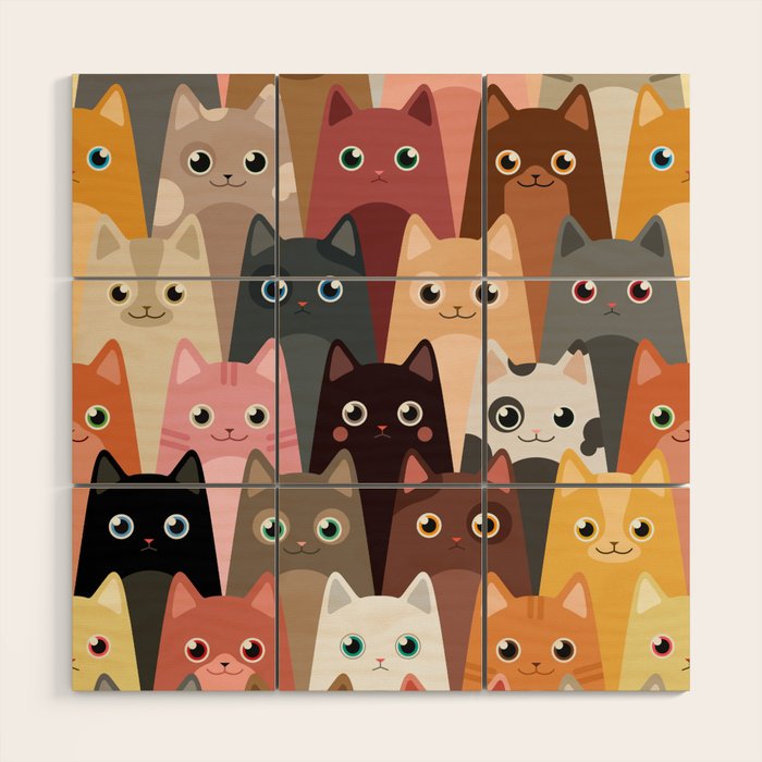 Cats Pattern Wood Wall Art Gallery Image 1