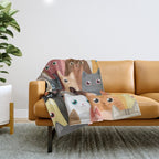 Cats Pattern Throw Blanket Gallery Image 1