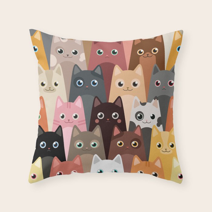 Cats Pattern Throw Pillow Gallery Image 1