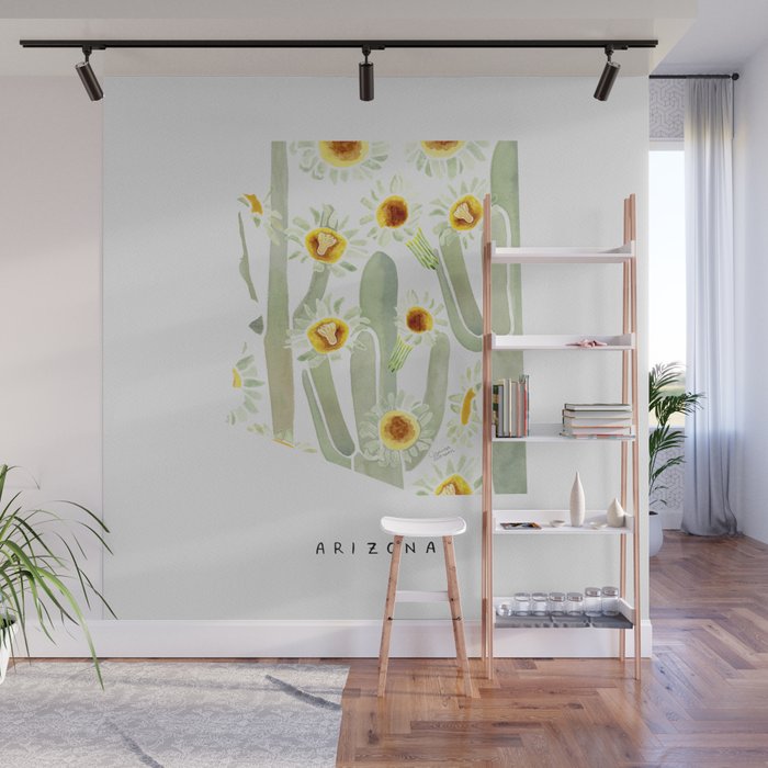 Arizona State Saguaro Cactus Blossoms Wall Mural Gallery Image 1