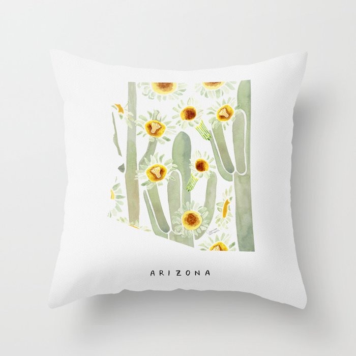 Arizona State Saguaro Cactus Blossoms Throw Pillow Gallery Image 6