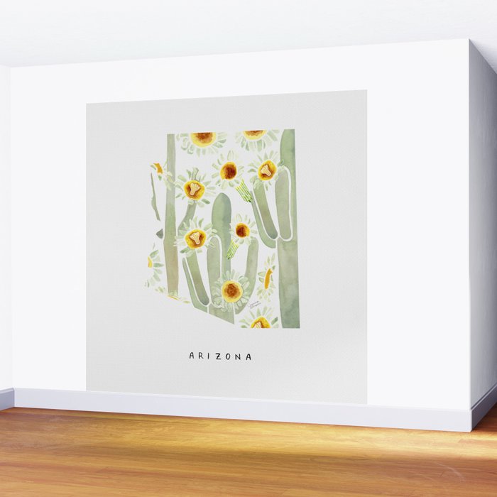 Arizona State Saguaro Cactus Blossoms Wall Mural Gallery Image 2