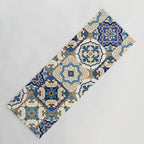 Mediterranean Vintage Portuguese Tile Pattern Blue White & Gold Art Yoga Mat Gallery Image 1