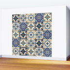 Mediterranean Vintage Portuguese Tile Pattern Blue White & Gold Art Wall Mural Gallery Image 2