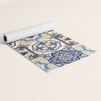 Mediterranean Vintage Portuguese Tile Pattern Blue White & Gold Art Yoga Mat Gallery Image 2