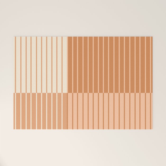 Color Block Line Abstract LXXIII Pantone Peach Fuzz Welcome Mat Gallery Image 1