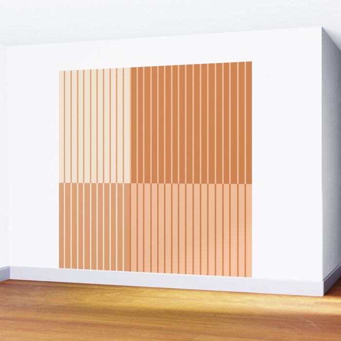 Color Block Line Abstract LXXIII Pantone Peach Fuzz Wall Mural Gallery Image 2