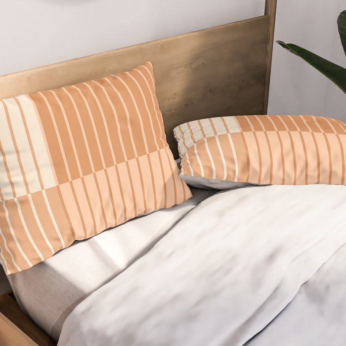 Color Block Line Abstract LXXIII Pantone Peach Fuzz Pillow Sham Gallery Image 2