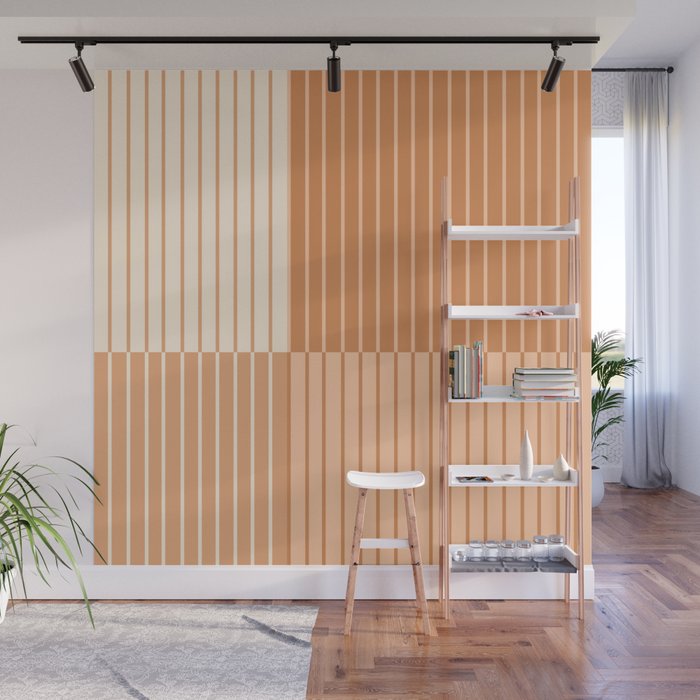 Color Block Line Abstract LXXIII Pantone Peach Fuzz Wall Mural Gallery Image 1