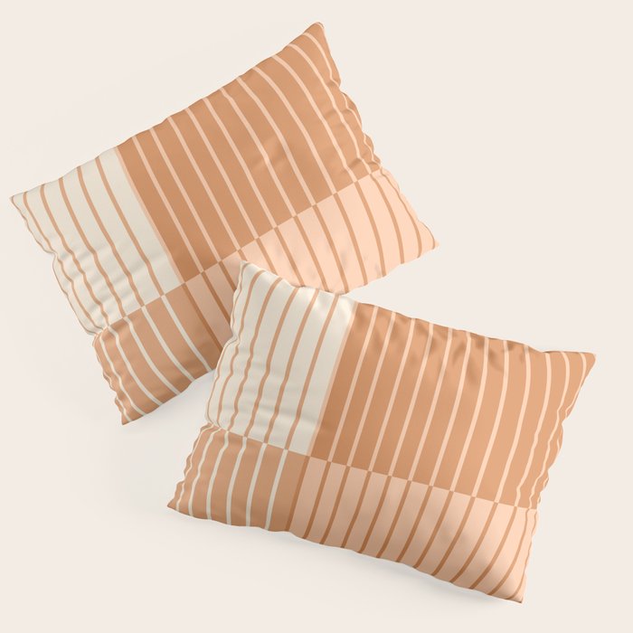 Color Block Line Abstract LXXIII Pantone Peach Fuzz Pillow Sham Gallery Image 3