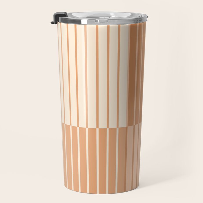 Color Block Line Abstract LXXIII Pantone Peach Fuzz Travel Mug Gallery Image 3