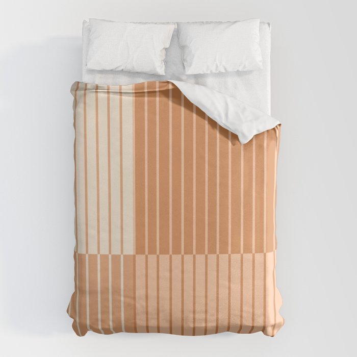 Color Block Line Abstract LXXIII Pantone Peach Fuzz Duvet Cover Gallery Image 6