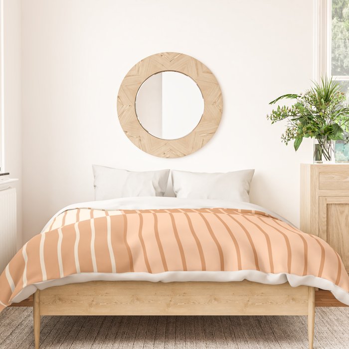 Color Block Line Abstract LXXIII Pantone Peach Fuzz Duvet Cover Gallery Image 3
