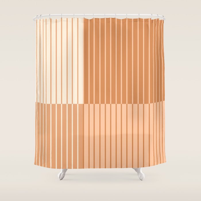 Color Block Line Abstract LXXIII Pantone Peach Fuzz Shower Curtain Gallery Image 1