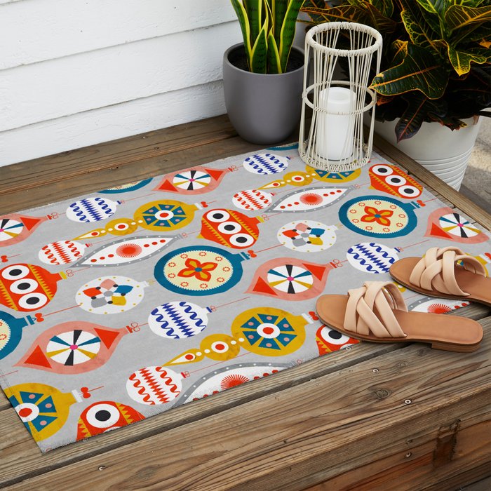 Christmas retro baubles no3 Outdoor Rug Gallery Image 2