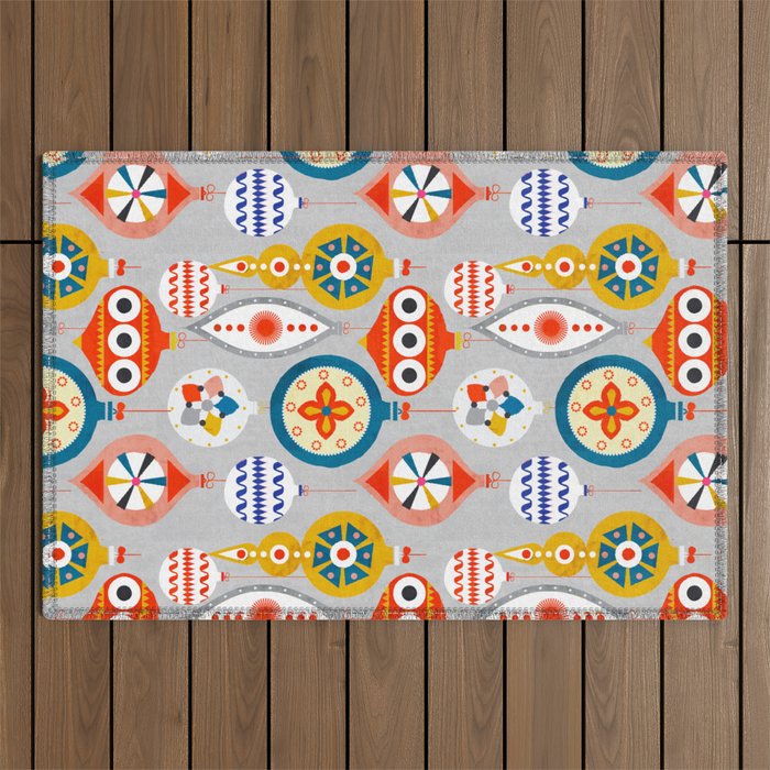 Christmas retro baubles no3 Outdoor Rug Gallery Image 1