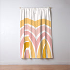 Abstract Shapes 94 in Mustard Yellow and Pale Pink (Rainbow Abstraction) Window Curtain Gallery Image 3
