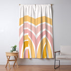 Abstract Shapes 94 in Mustard Yellow and Pale Pink (Rainbow Abstraction) Window Curtain Gallery Image 5
