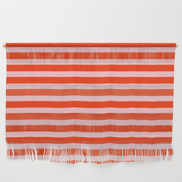 Bold Bright Basic Stripes Pink and Red Orange Pattern Wall Hanging Gallery Image 1