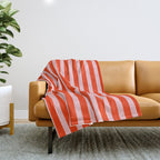 Bold Bright Basic Stripes Pink and Red Orange Pattern Throw Blanket Gallery Image 1