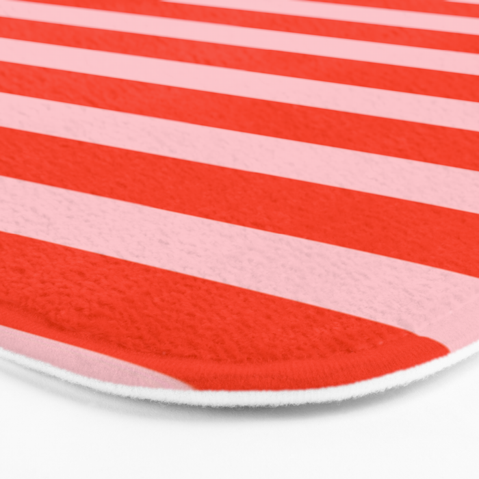 Bold Bright Basic Stripes Pink and Red Orange Pattern Bath Mat Gallery Image 3