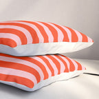 Bold Bright Basic Stripes Pink and Red Orange Pattern Pillow Sham Gallery Image 3
