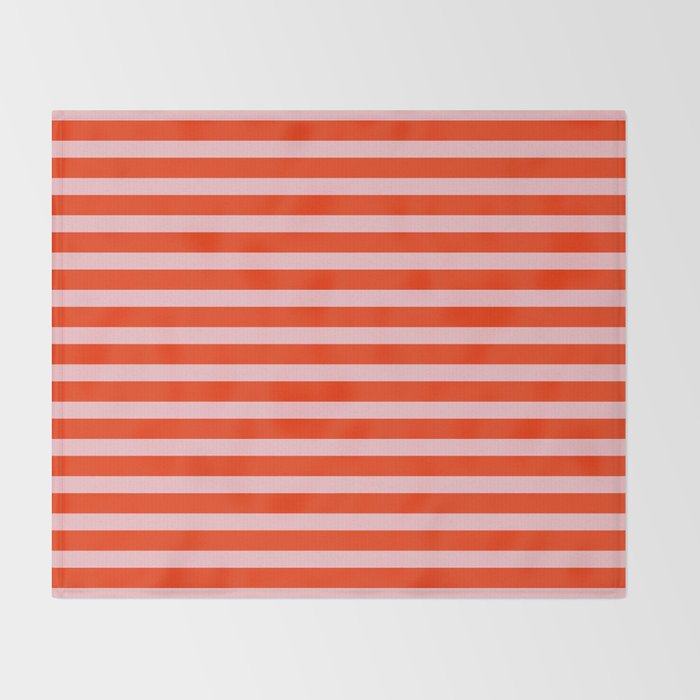Bold Bright Basic Stripes Pink and Red Orange Pattern Throw Blanket Gallery Image 2
