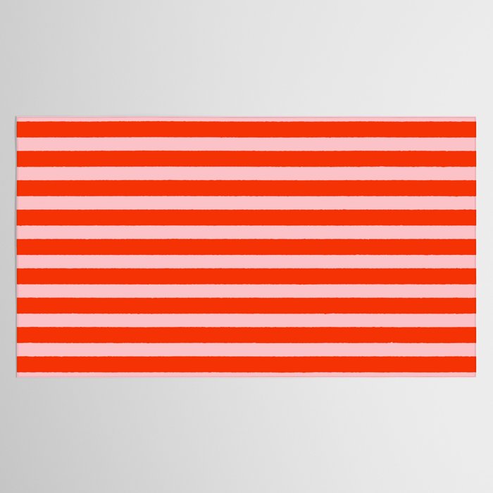 Bold Bright Basic Stripes Pink and Red Orange Pattern Tablecloth Gallery Image 2