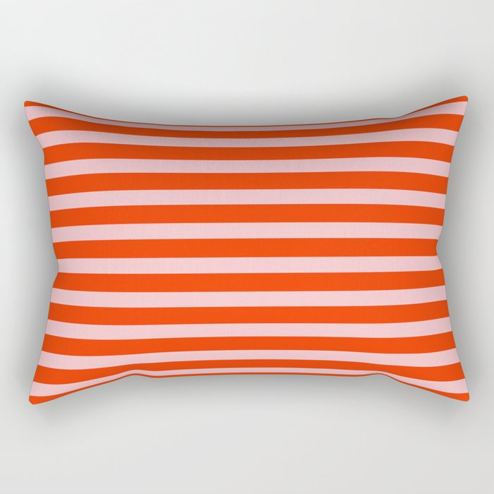Bold Bright Basic Stripes Pink and Red Orange Pattern Rectangular Pillow Gallery Image 2