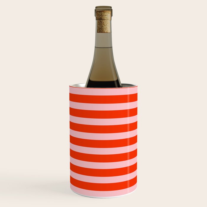 Bold Bright Basic Stripes Pink and Red Orange Pattern Wine Chiller Gallery Image 1