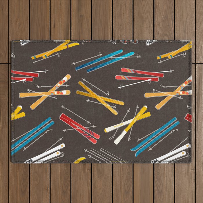 Ski Fun: Vintage Style  Outdoor Rug Gallery Image 1
