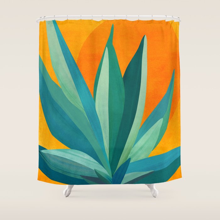 West Coast Sunset With Agave Shower Curtain Gallery Image 1