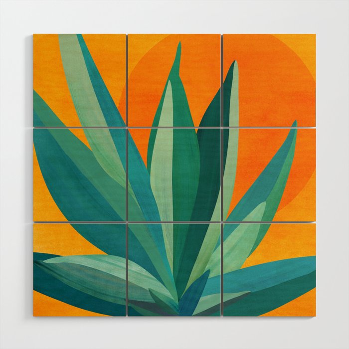 West Coast Sunset With Agave Wood Wall Art Gallery Image 1