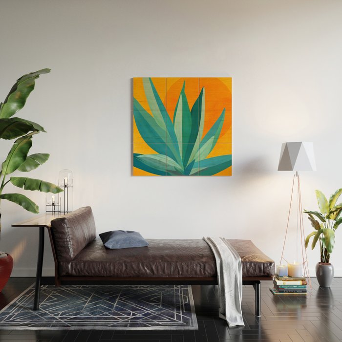 West Coast Sunset With Agave Wood Wall Art Gallery Image 2