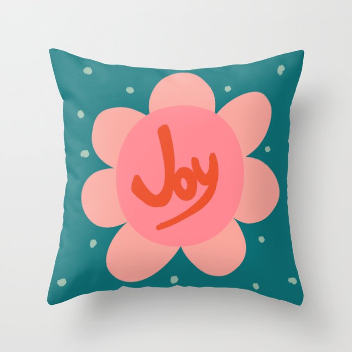 Pink and Green Bold Daisy Flower  Throw Pillow Gallery Image 6